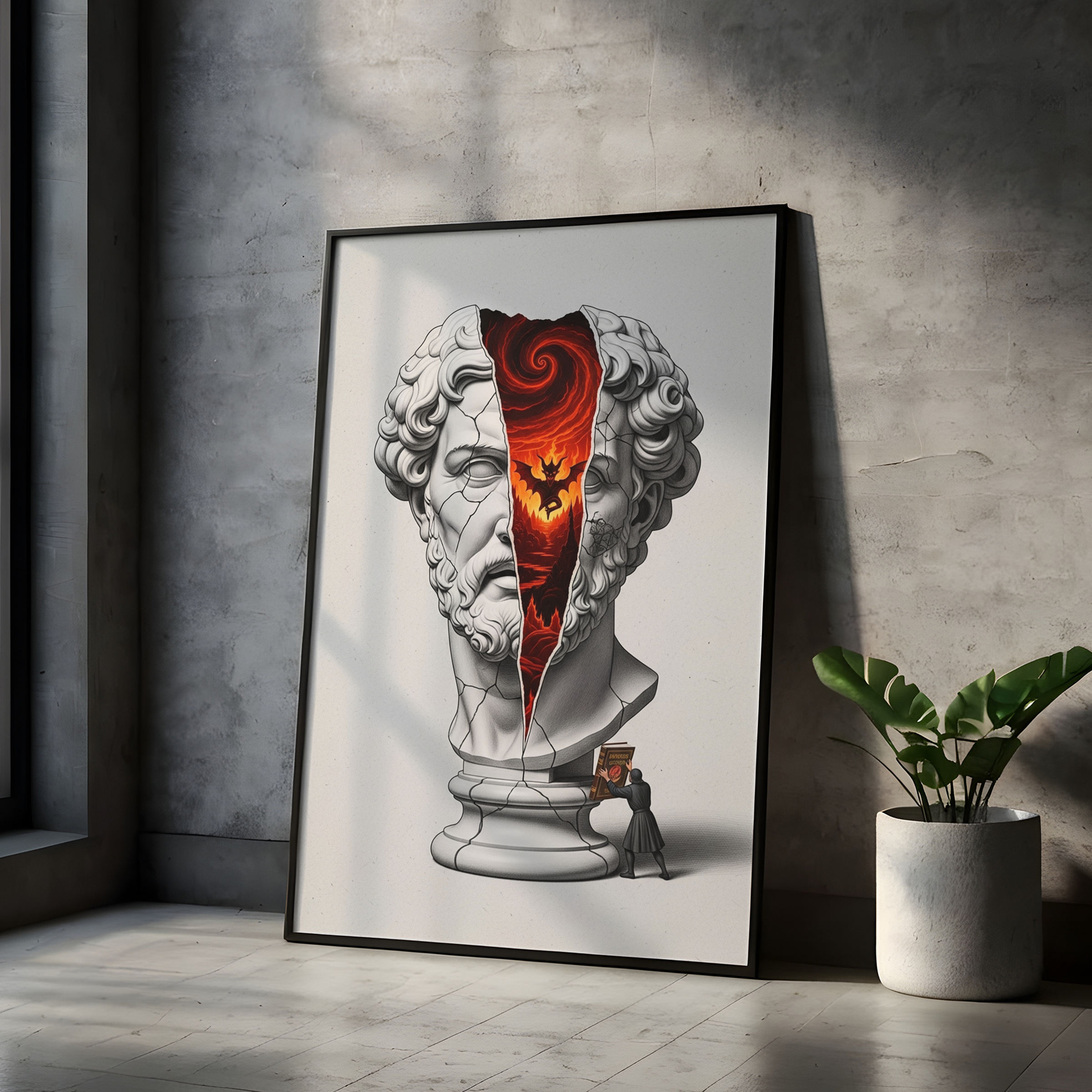 Inferno — Surreal Zeus Bust Wall Art Print