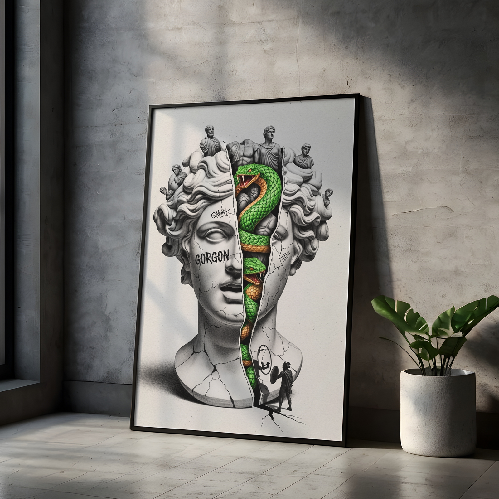 Gorgon Medusa — Surreal Apollo Bust Wall Art Print