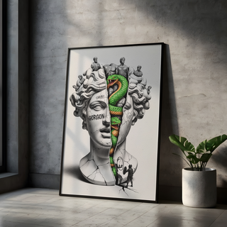 Gorgon Medusa — Surreal Apollo Bust Wall Art Print
