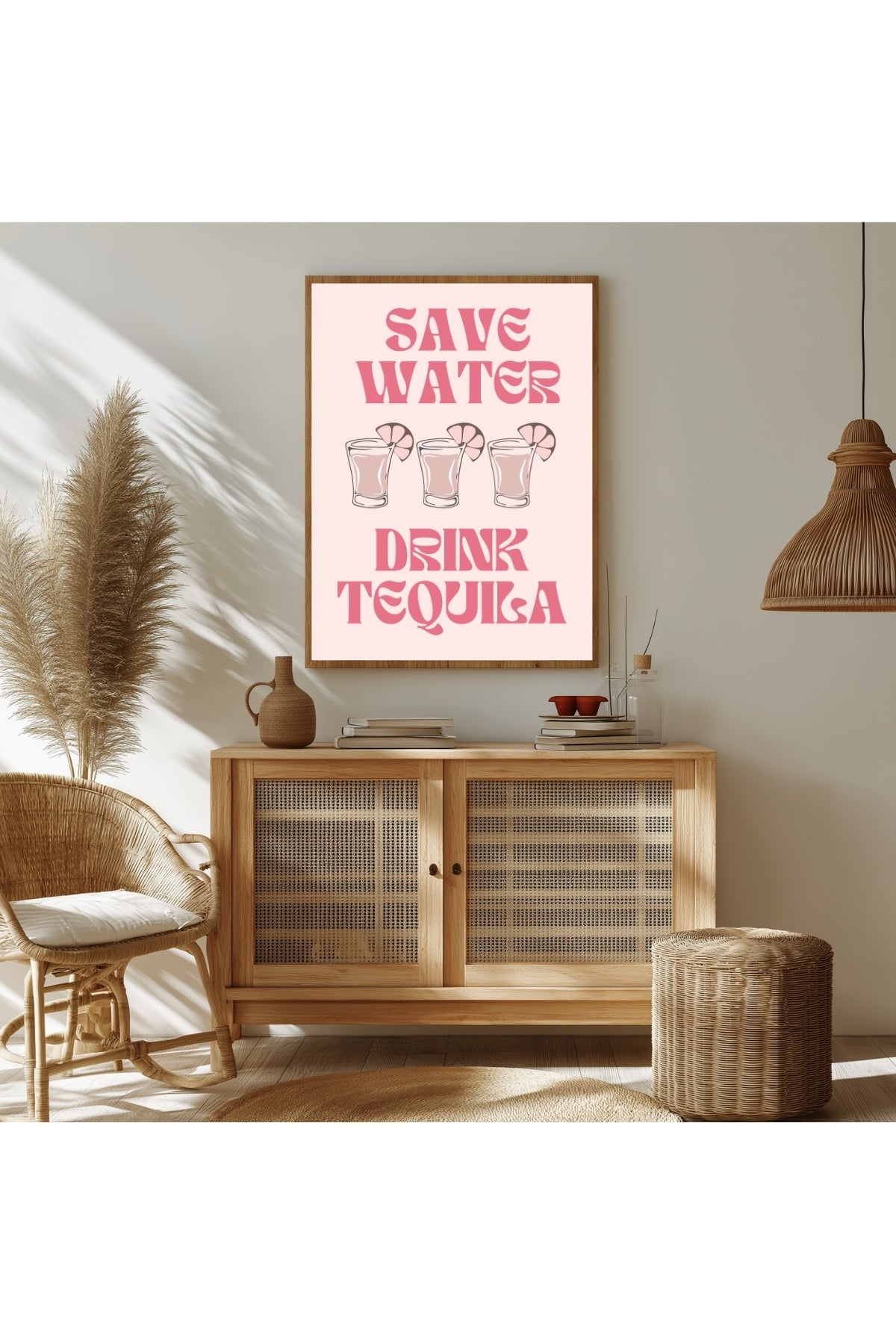 Save Water Drink Tequila Wall Art Print — Funny Cocktail Quote Poster