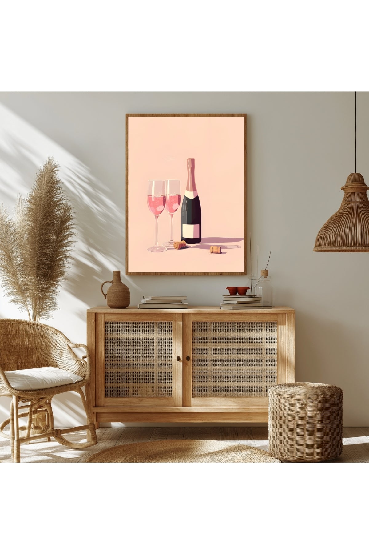 Blush & Bubbles Wall Art Print — Pink Champagne Aesthetic Poster