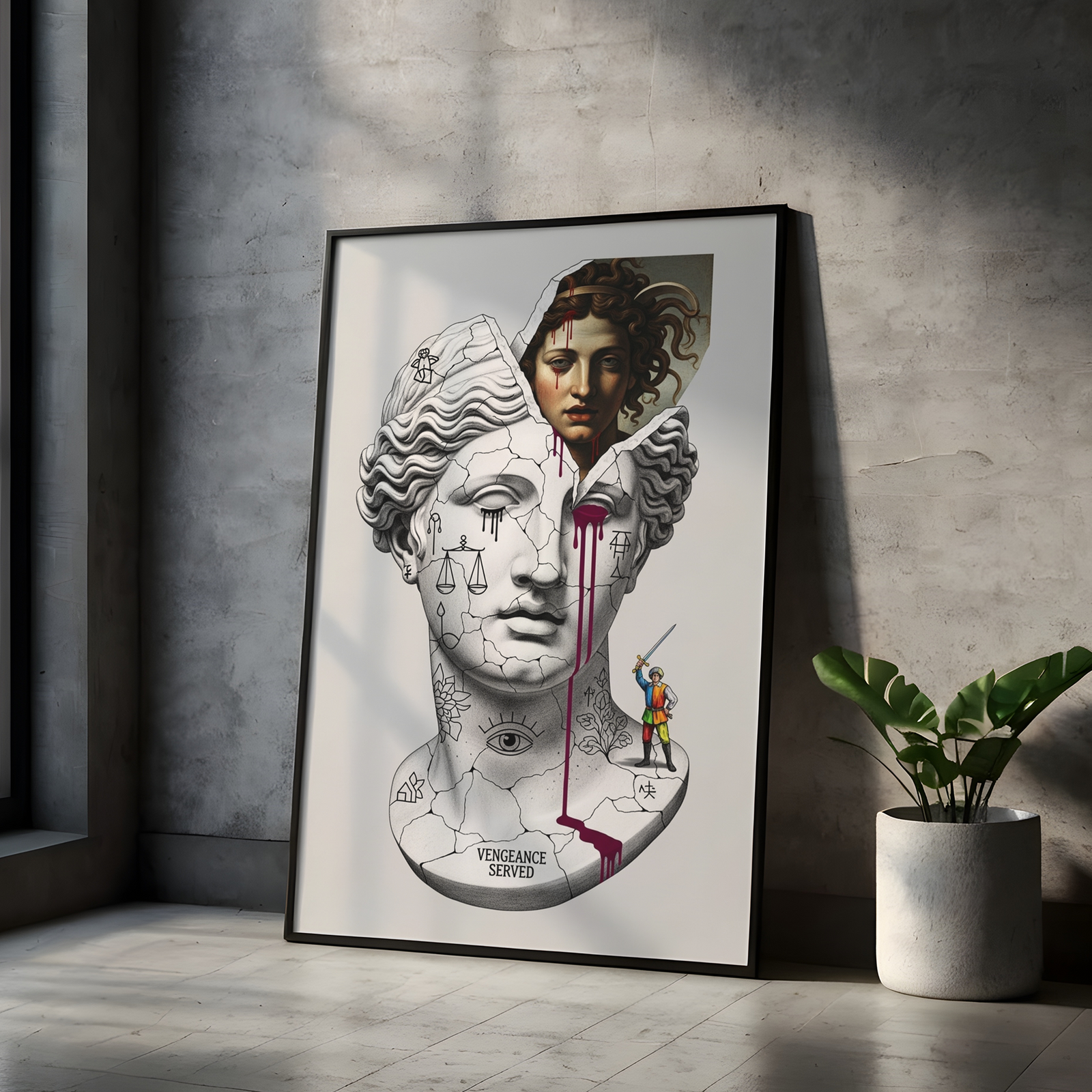 Vengeance Served Medusa V2 — Surreal Greek Mythology Wall Art Print