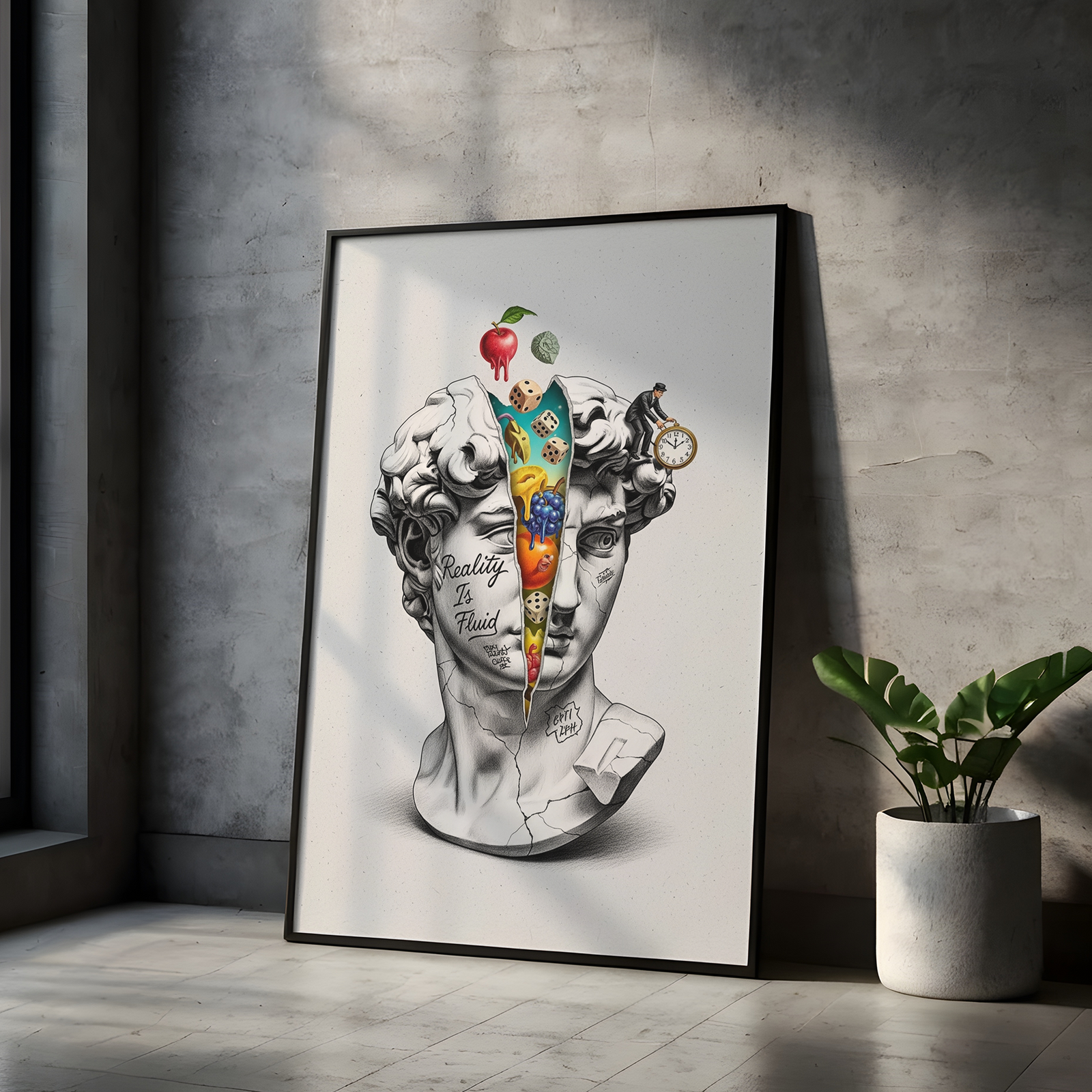 Reality is Fluid — Surreal David Bust Wall Art Print