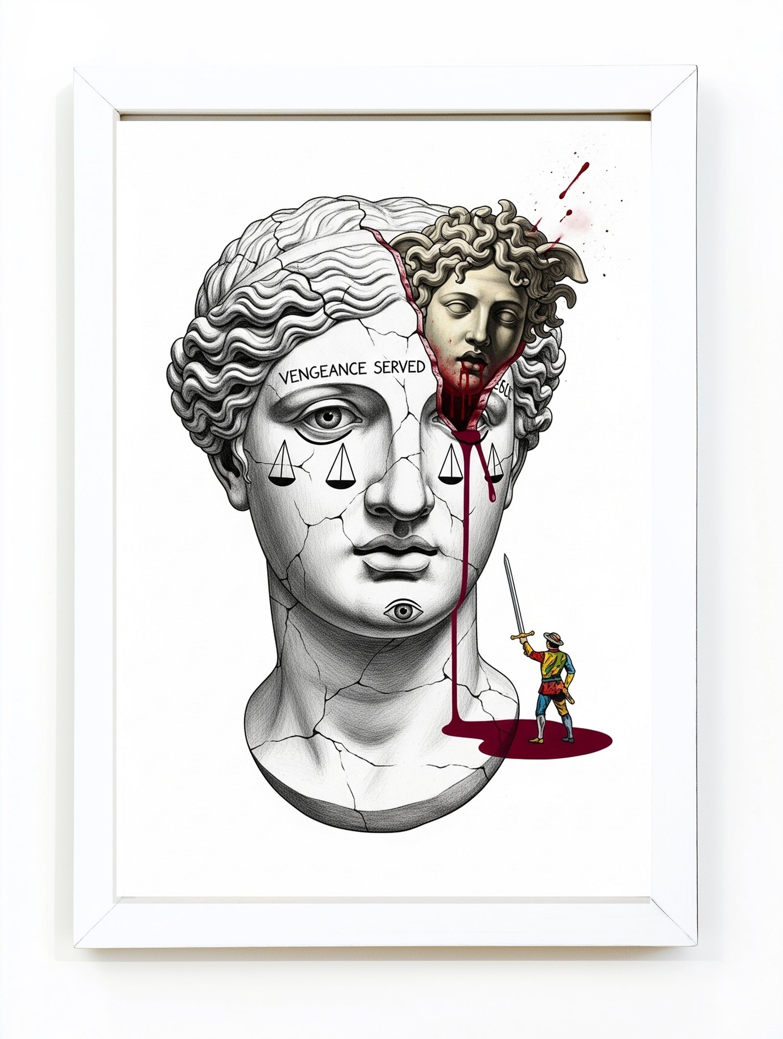Vengeance Served Medusa — Surreal Greek Mythology Wall Art Print