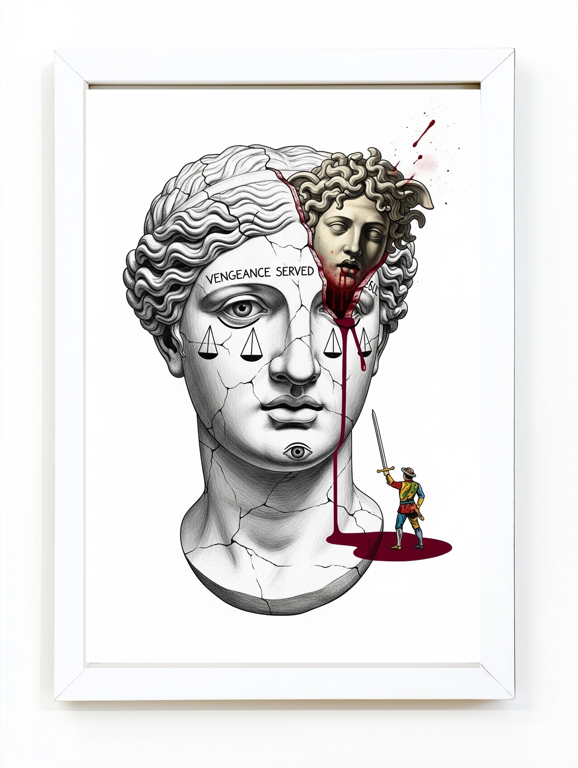 Vengeance Served Medusa — Surreal Greek Mythology Wall Art Print