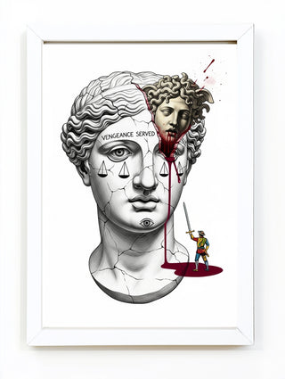 Vengeance Served Medusa — Surreal Greek Mythology Wall Art Print