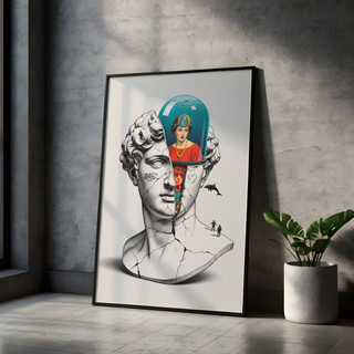 Aquarium Mind — Surreal David Bust Wall Art Print