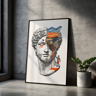 The Scream David — Surreal Renaissance Bust Wall Art Print