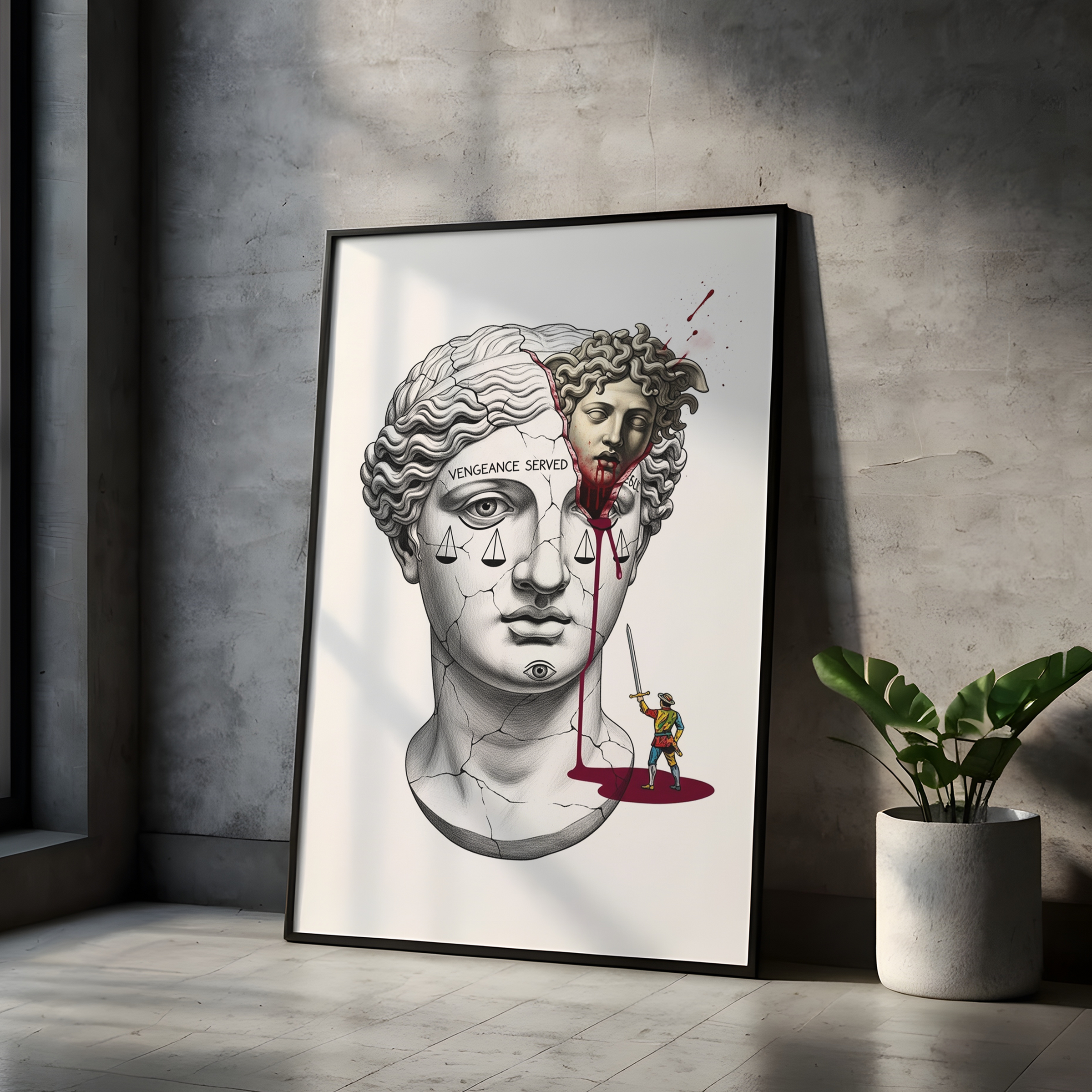 Vengeance Served Medusa — Surreal Greek Mythology Wall Art Print