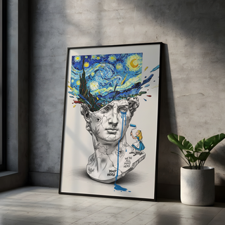 We're All Mad Here Van Gogh — Surreal Self-Portrait Wall Art Print