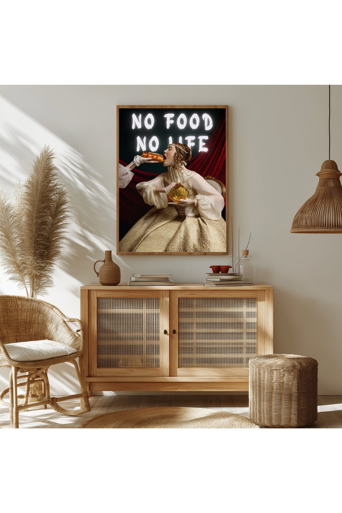 No Food No Life Wall Art Print — Funny Food Lover Quote Poster