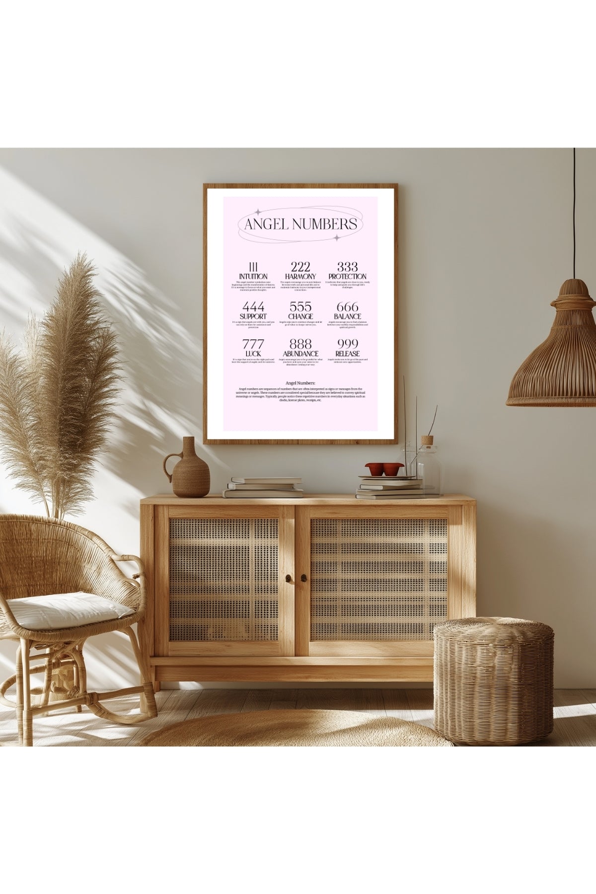 Angel Numbers Wall Art Print — 111 222 333 Manifestation Poster