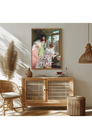 Gossip Time Wall Art Print — Playful Friends Quote Poster