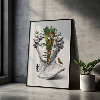 Nature Collage — Surreal Apollo Bust Wall Art Print