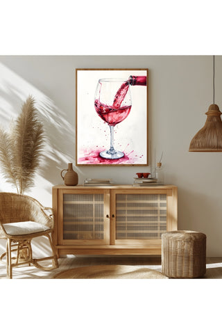 Crimson Cascade Wall Art Print — Red Hair Editorial Fashion Poster