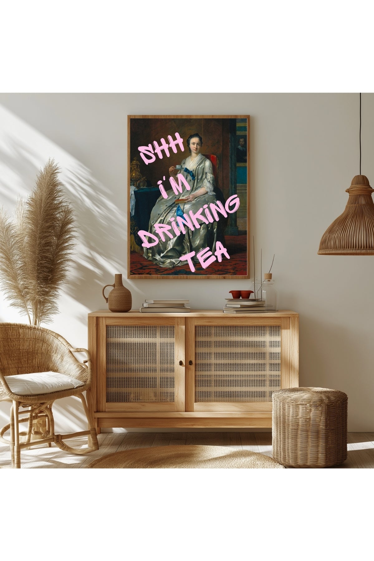 Ssh I'm Drinking Tea Wall Art Print — Cozy Tea Lover Quote Poster