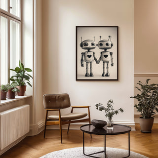 Mechanical Hearts Wall Art Print — Industrial Robot Love Poster