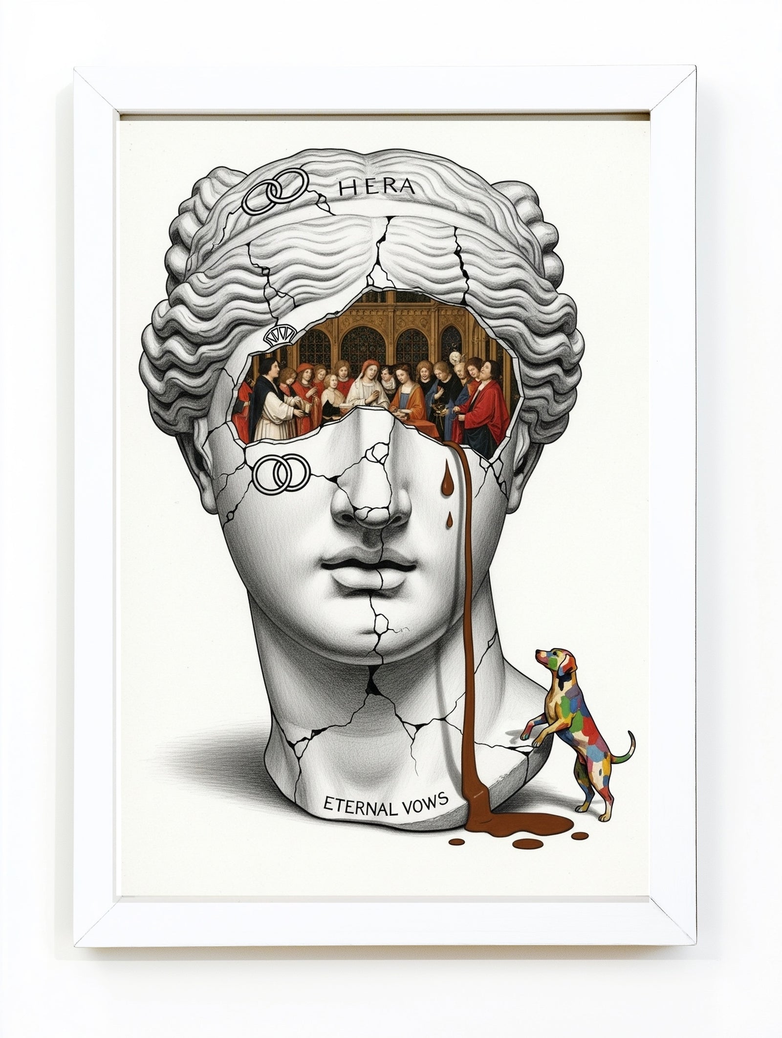 Hera Eternal Vows — Surreal Goddess Bust Wall Art Print