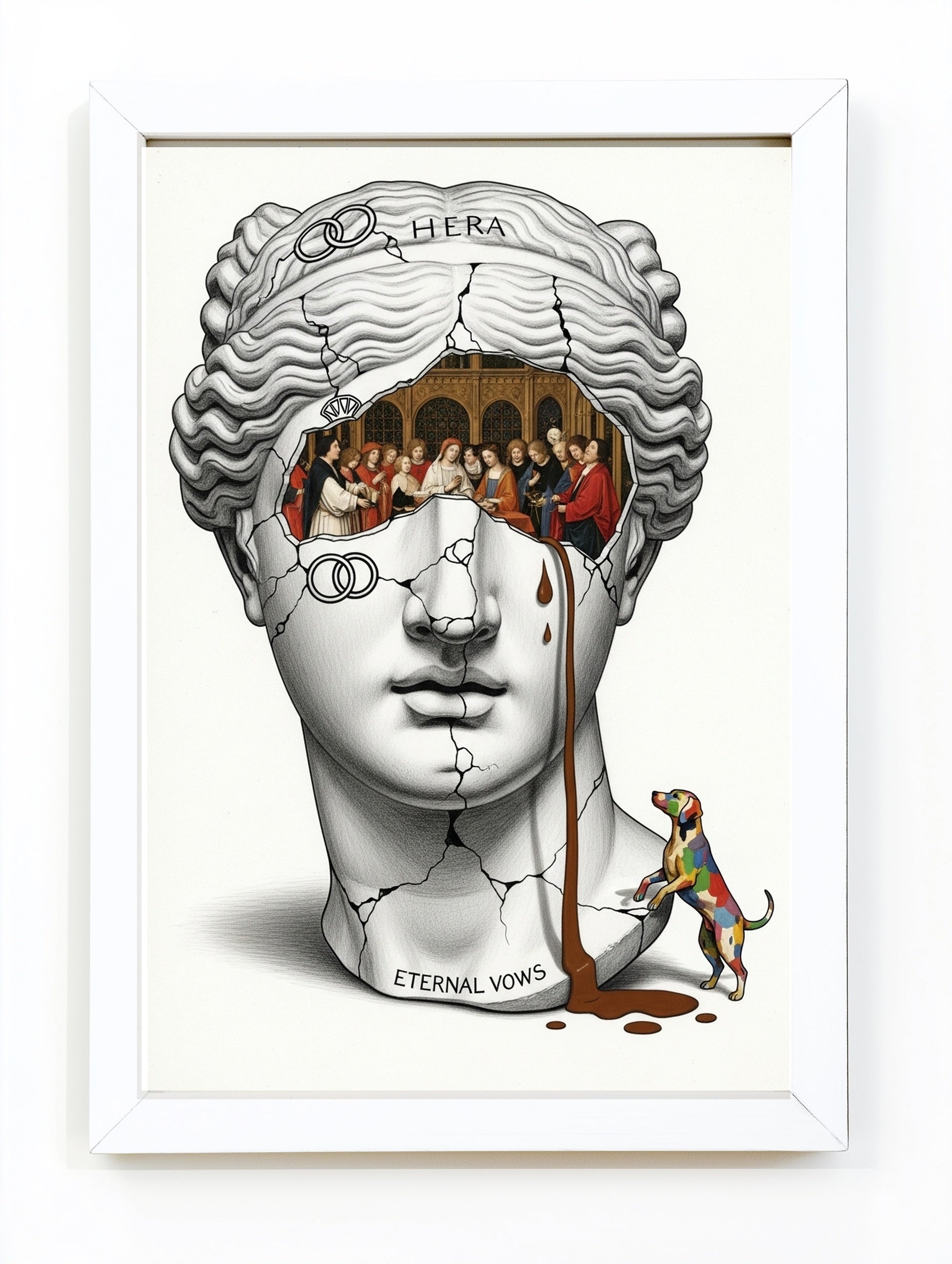Hera Eternal Vows — Surreal Goddess Bust Wall Art Print
