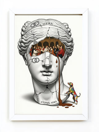 Hera Eternal Vows — Surreal Goddess Bust Wall Art Print