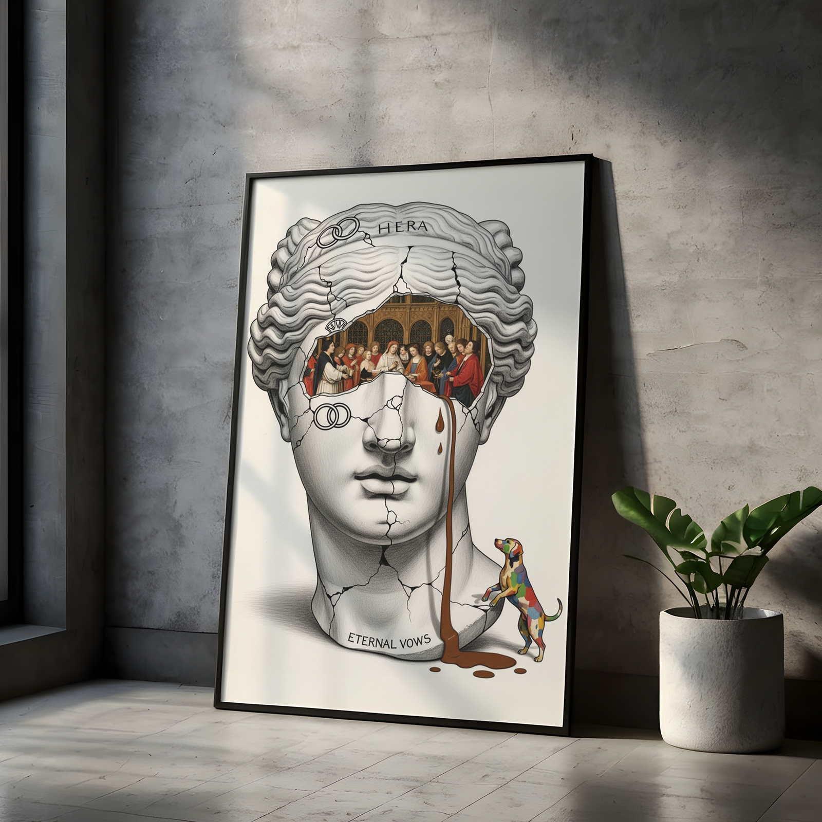 Hera Eternal Vows — Surreal Goddess Bust Wall Art Print
