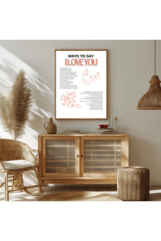 Ways to Say I Love You Wall Art Print — Multilingual Love Quote Poster