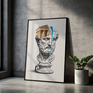 Logos Parthenon — Surreal Philosopher Bust Wall Art Print