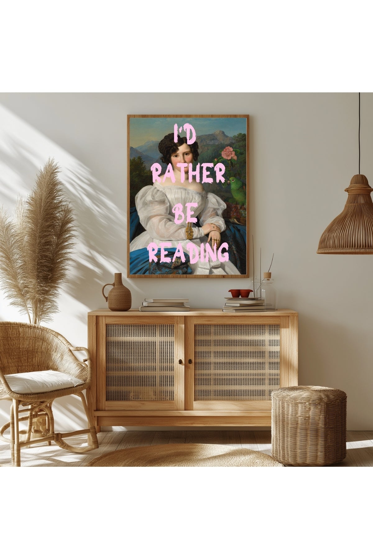 I'd Rather Be Reading Wall Art Print — Book Lover Quote Poster