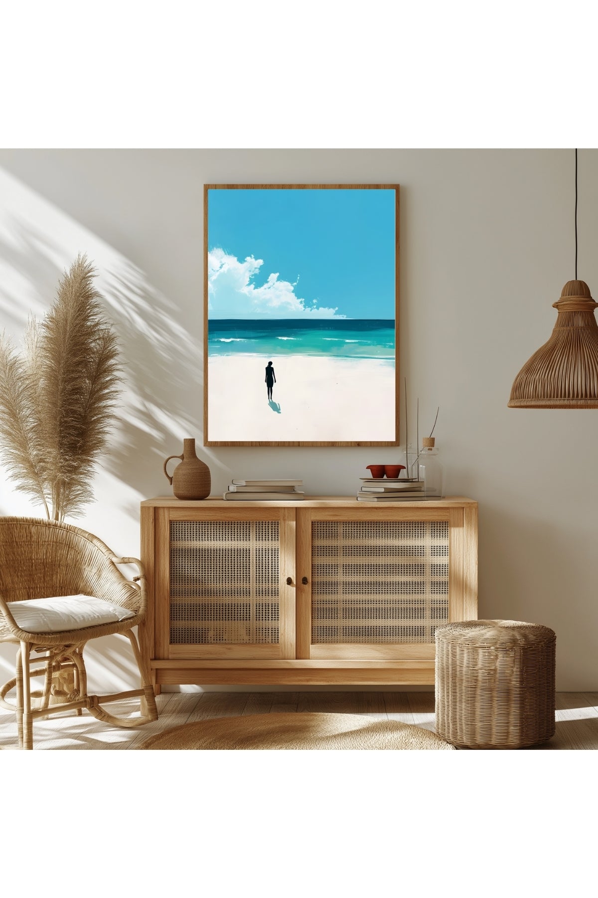 Waves Alone Wall Art Print — Peaceful Ocean Solitude Poster