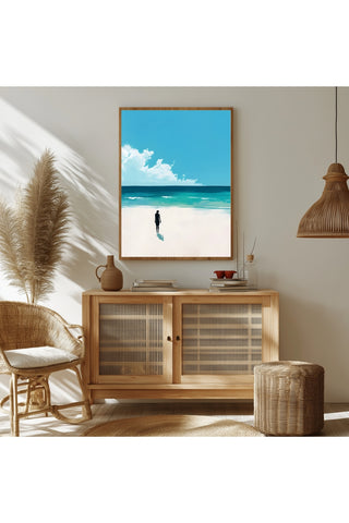 Waves Alone Wall Art Print — Peaceful Ocean Solitude Poster
