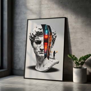 Neon Noir — Surreal David Bust Wall Art Print