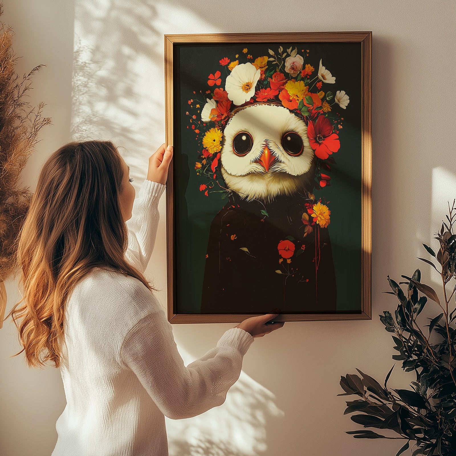 Blossom Bird Wall Art Print — Botanical Floral Bird Illustration Poster