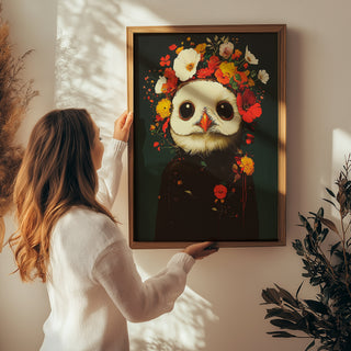 Blossom Bird Wall Art Print — Botanical Floral Bird Illustration Poster