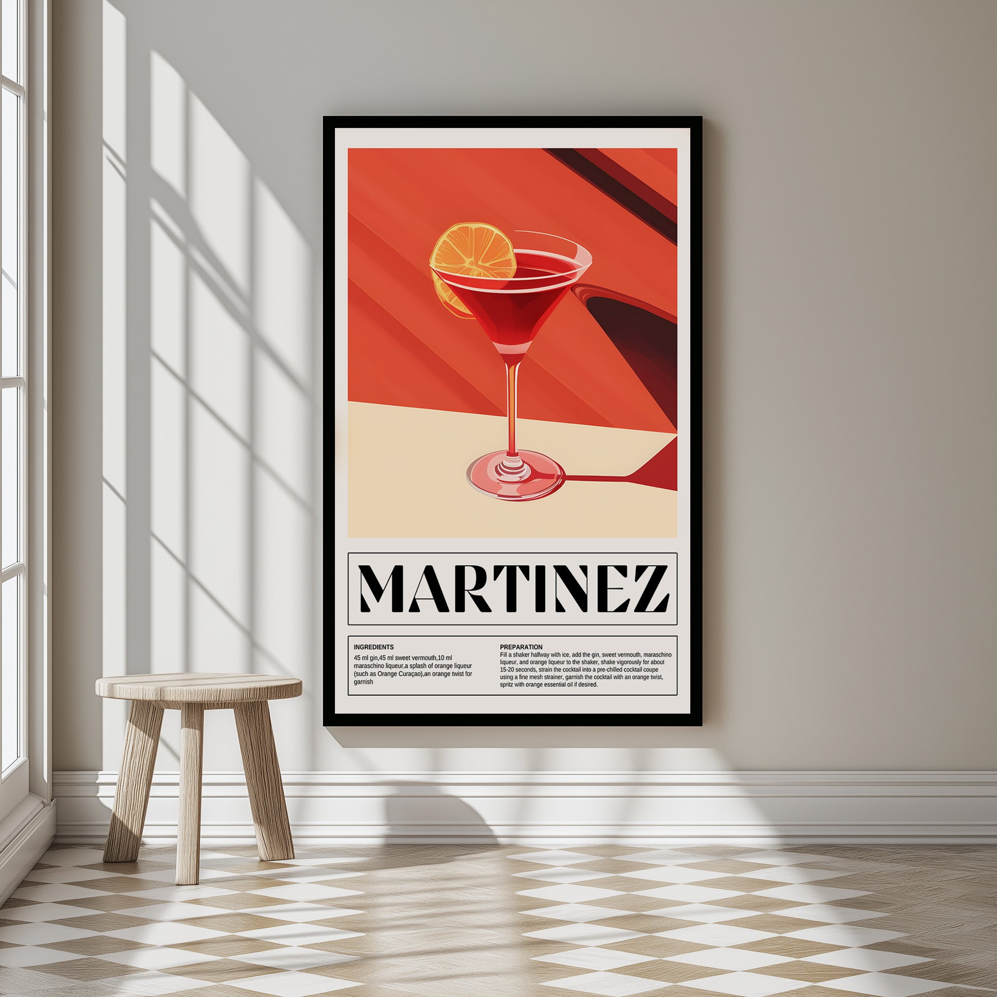Martinez Wall Art Print — Vintage Pre-Prohibition Cocktail Poster