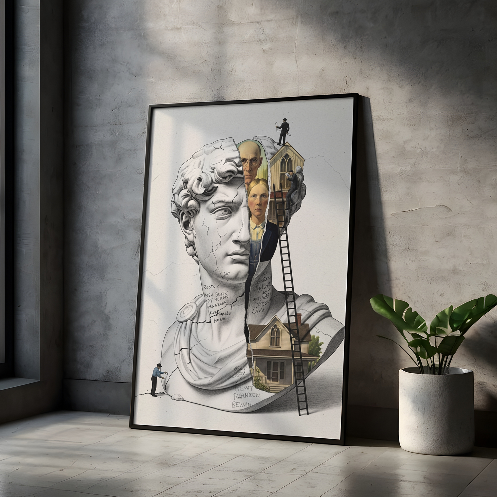 American Gothic Roots — Surreal David Bust Wall Art Print