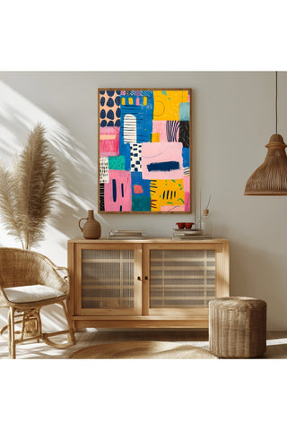 Vibrant Collage Wall Art Print — Bold Mixed Media Poster