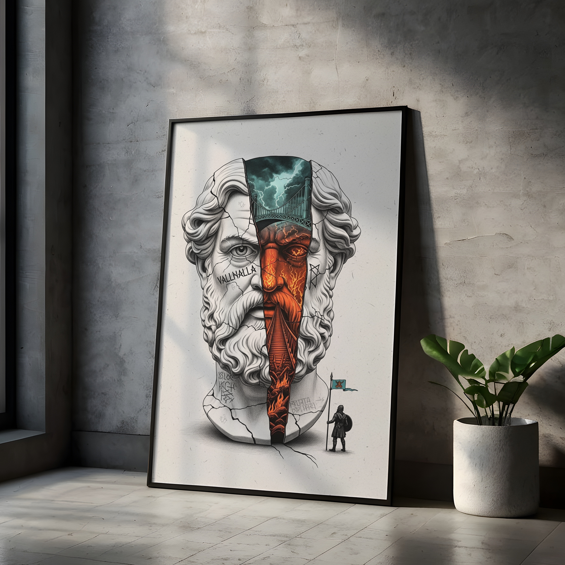 Valhalla Odin — Surreal Norse Mythology Wall Art Print