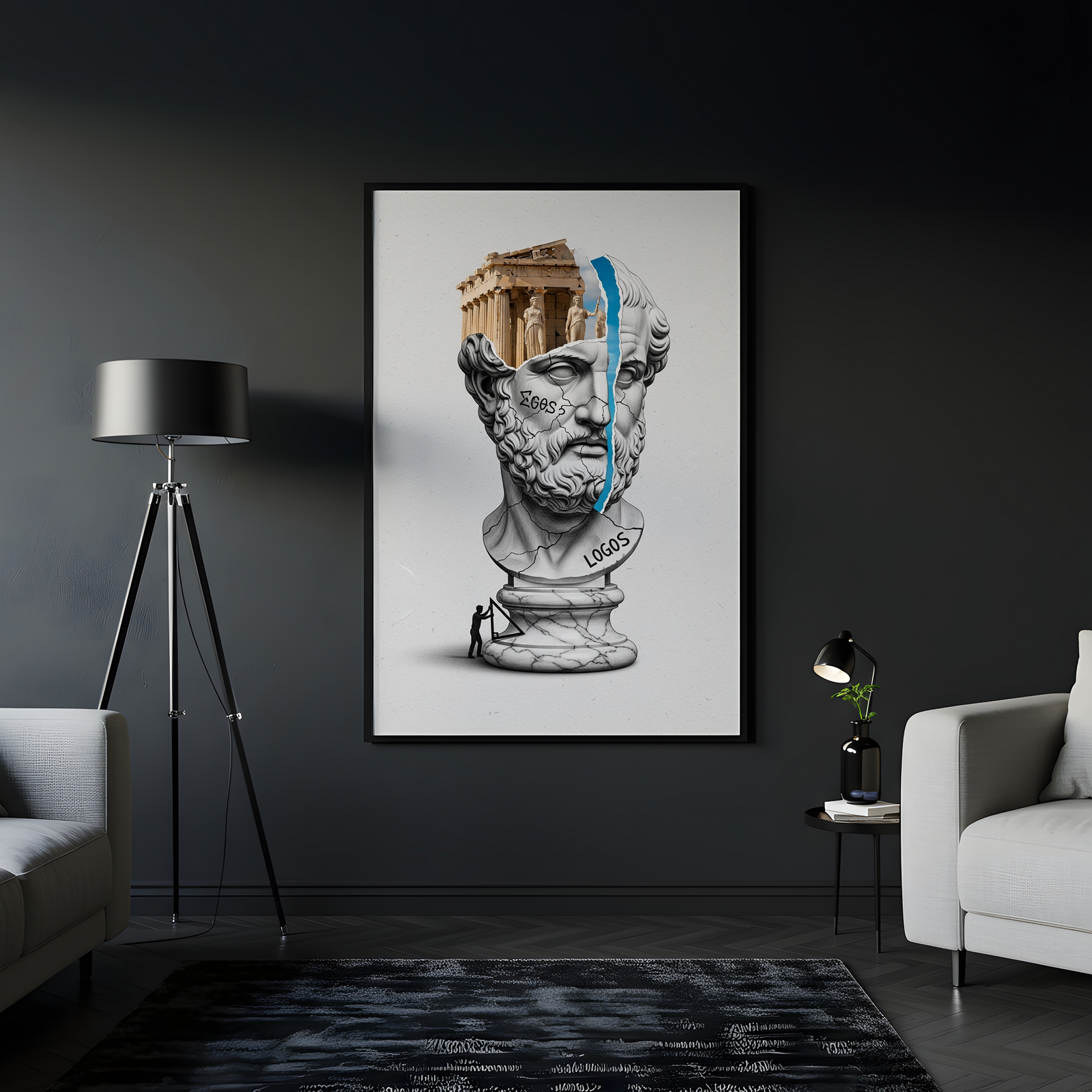 Logos Parthenon — Surreal Philosopher Bust Wall Art Print