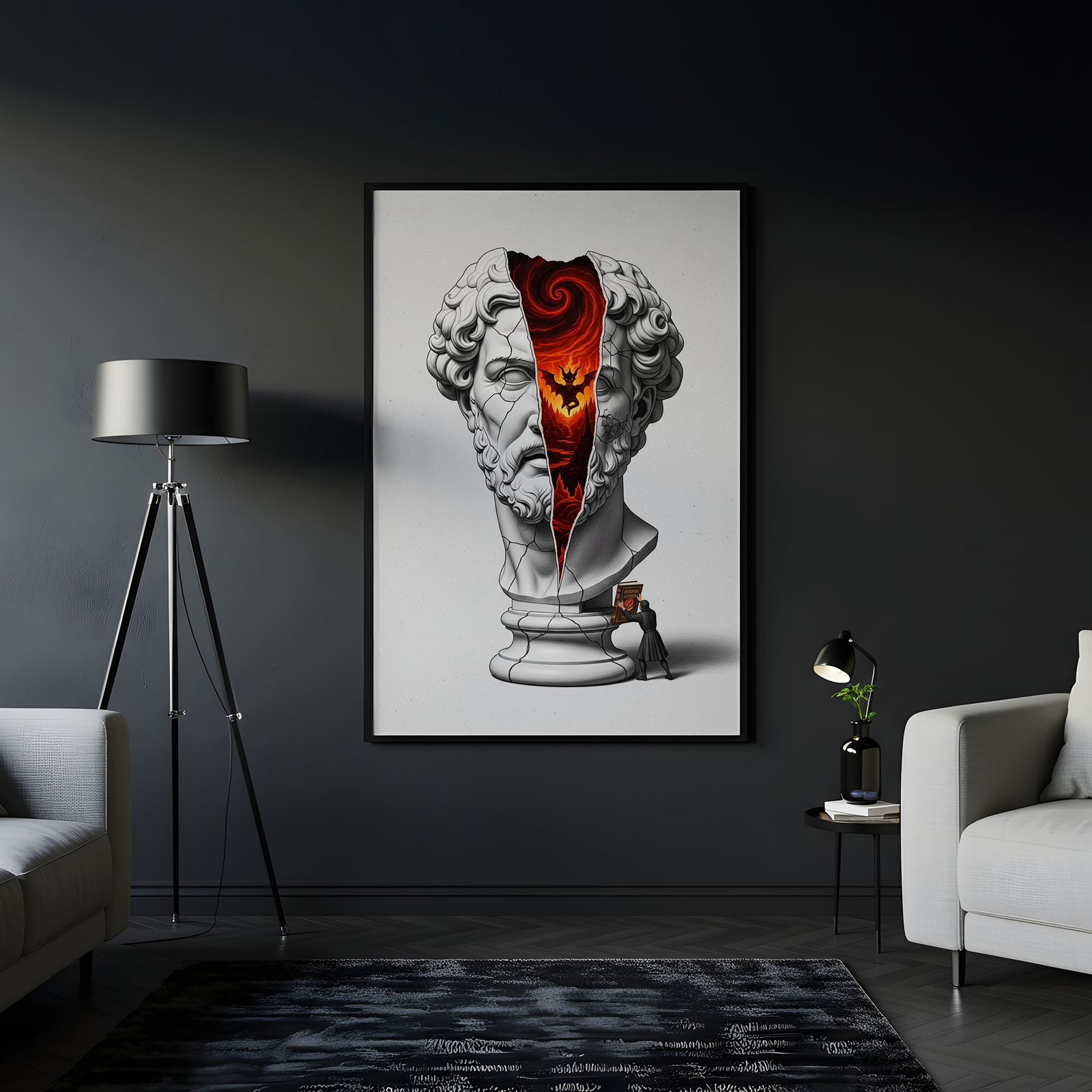 Inferno — Surreal Zeus Bust Wall Art Print