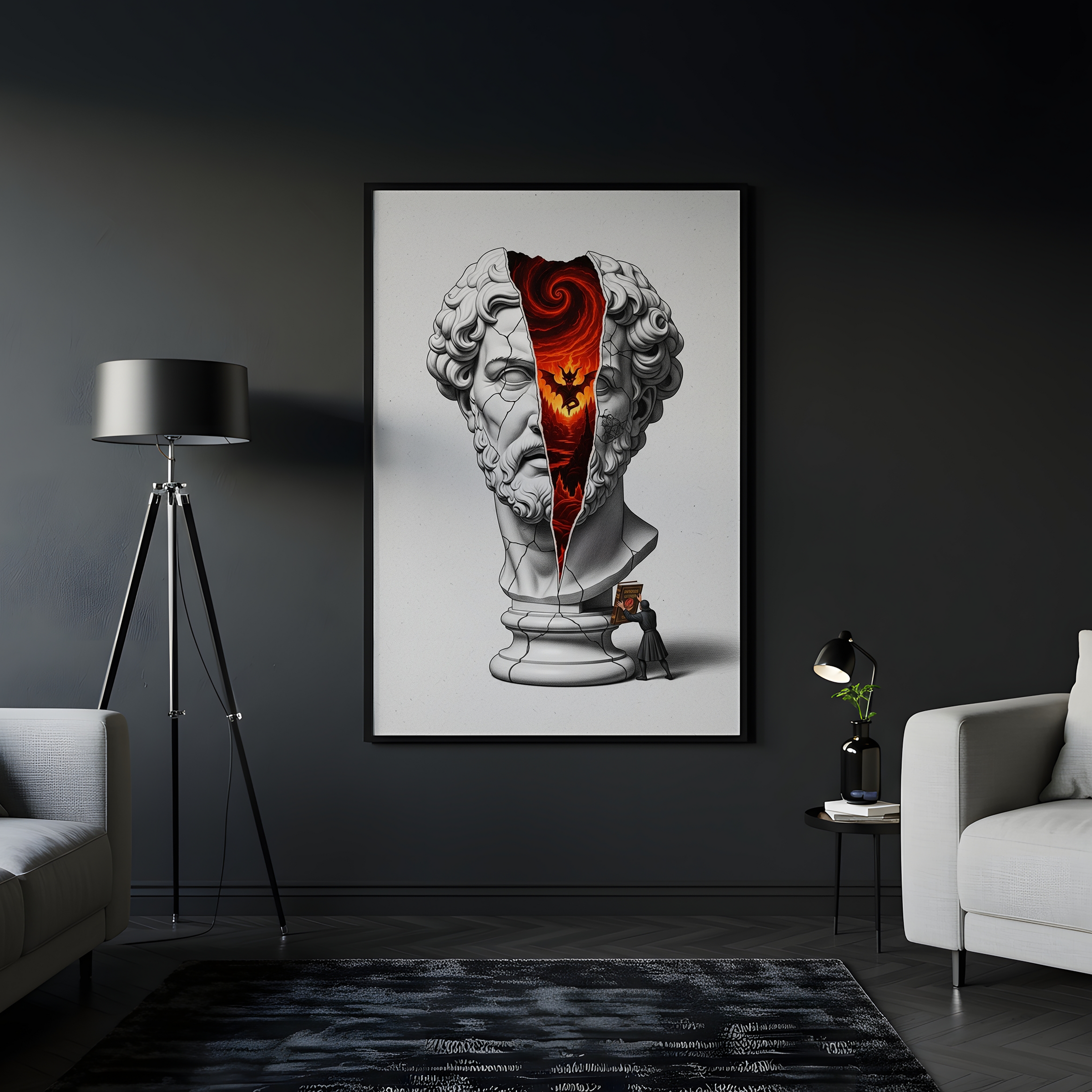 Inferno — Surreal Zeus Bust Wall Art Print