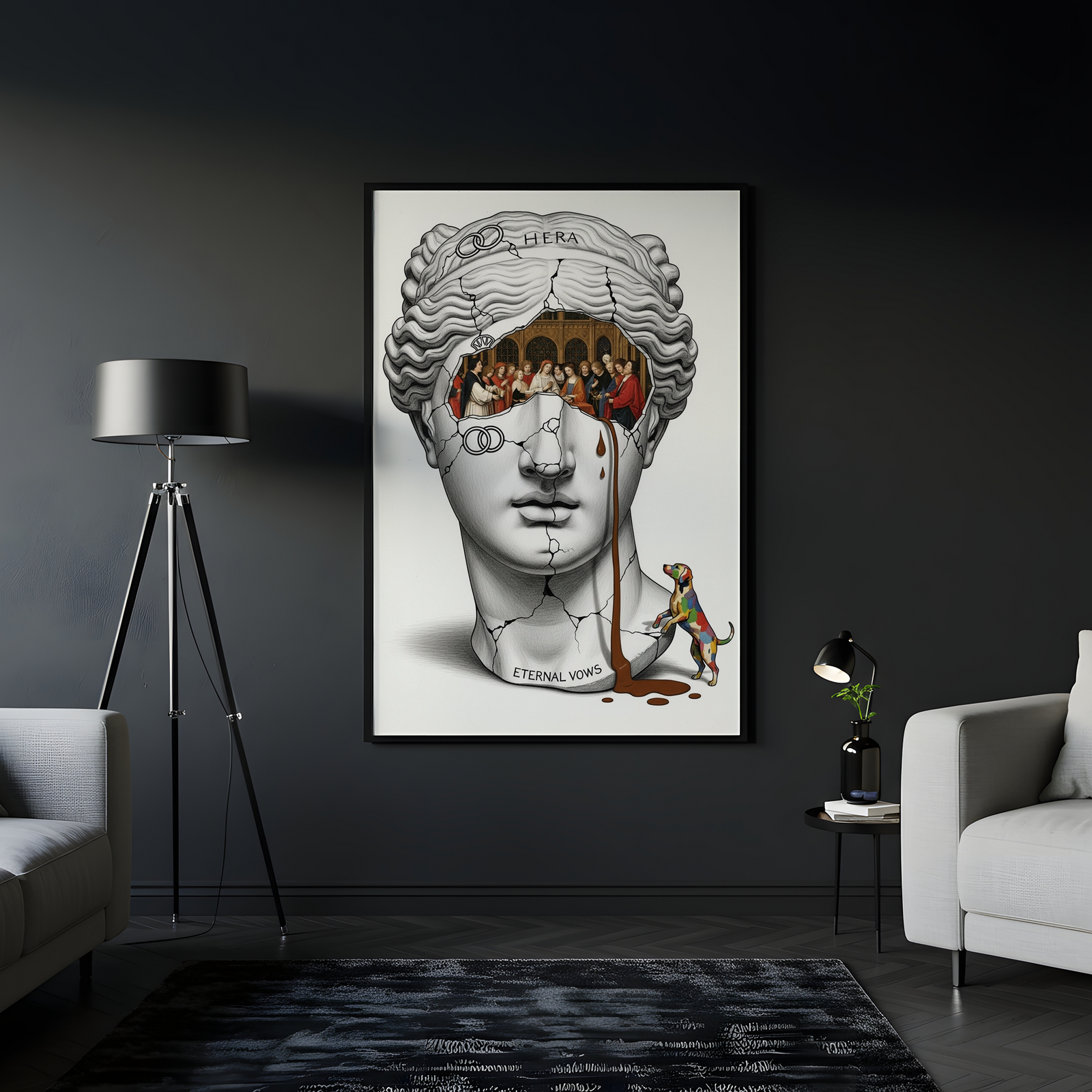 Hera Eternal Vows — Surreal Goddess Bust Wall Art Print