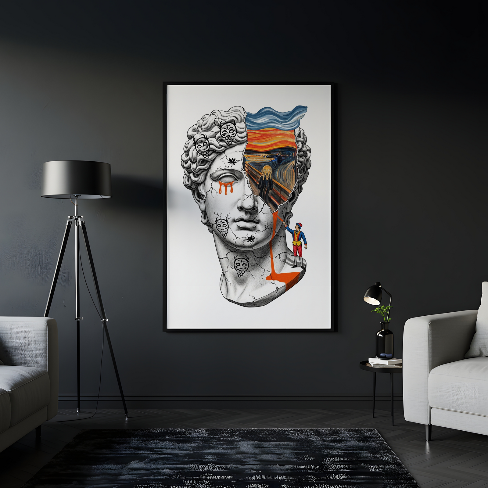 The Scream David — Surreal Renaissance Bust Wall Art Print