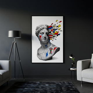 Mondrian Explosion — Surreal Venus Bust Wall Art Print