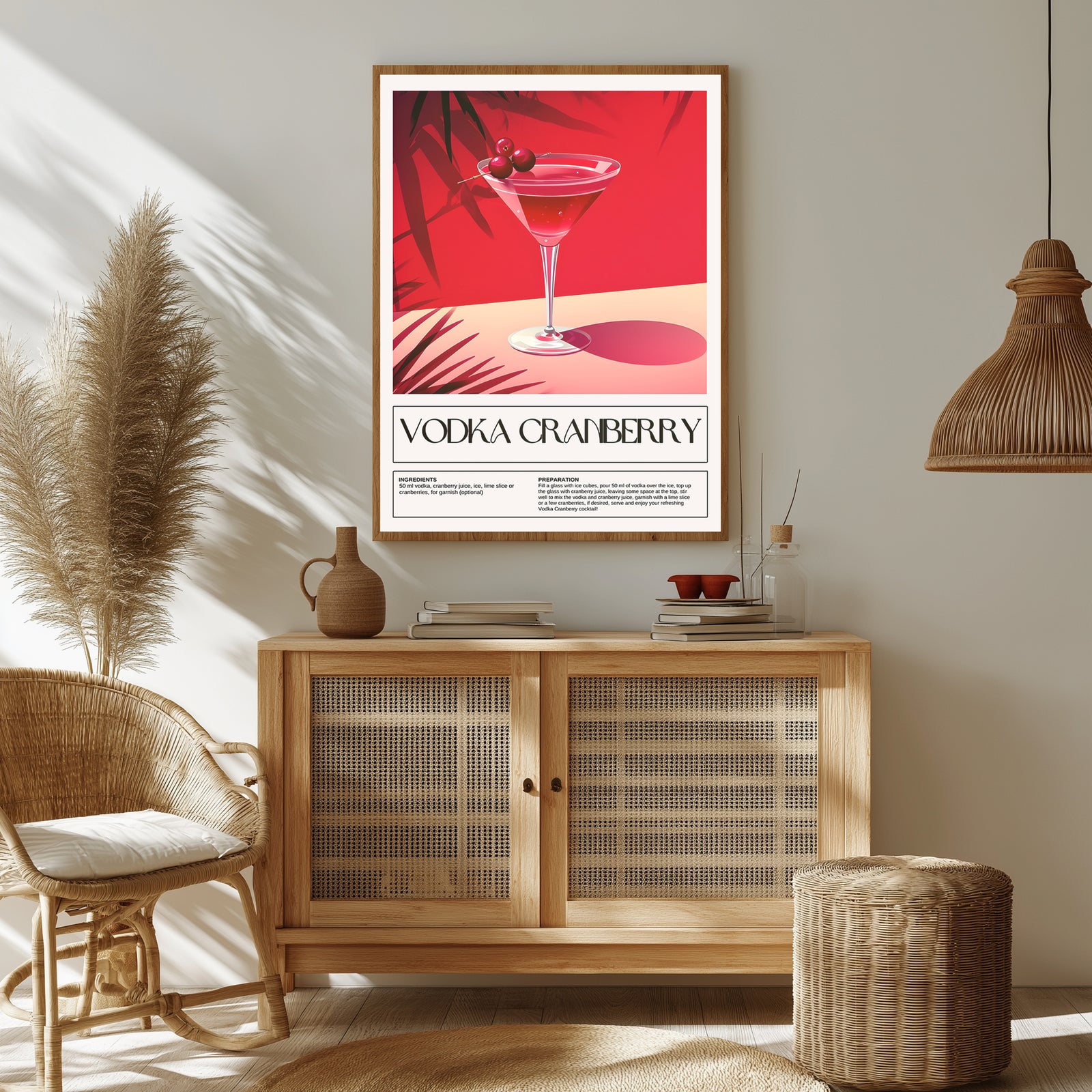 Vodka Cranberry Wall Art Print — Classic Pink Cocktail Poster