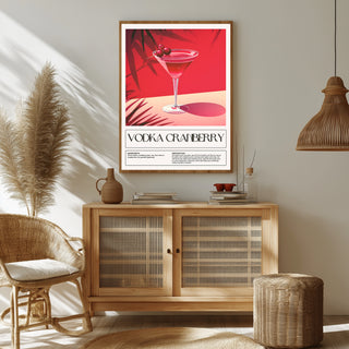 Vodka Cranberry Wall Art Print — Classic Pink Cocktail Poster