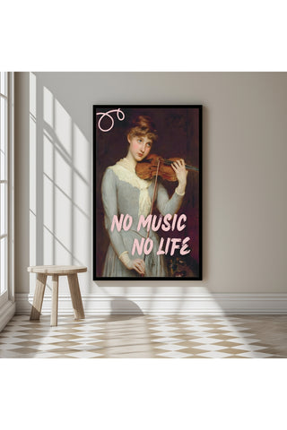 No Music No Life Wall Art Print — Music Lover Quote Poster
