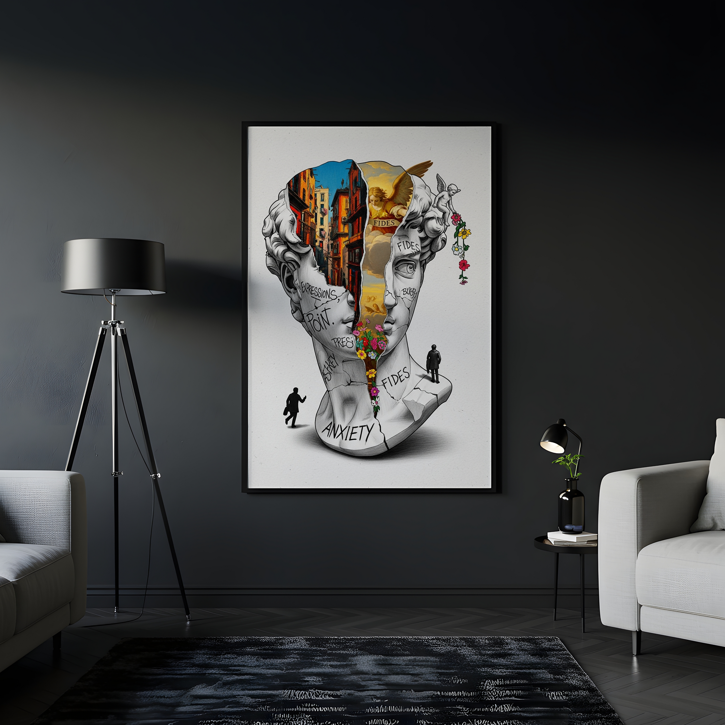 Anxiety & Faith — Surreal David Bust Wall Art Print