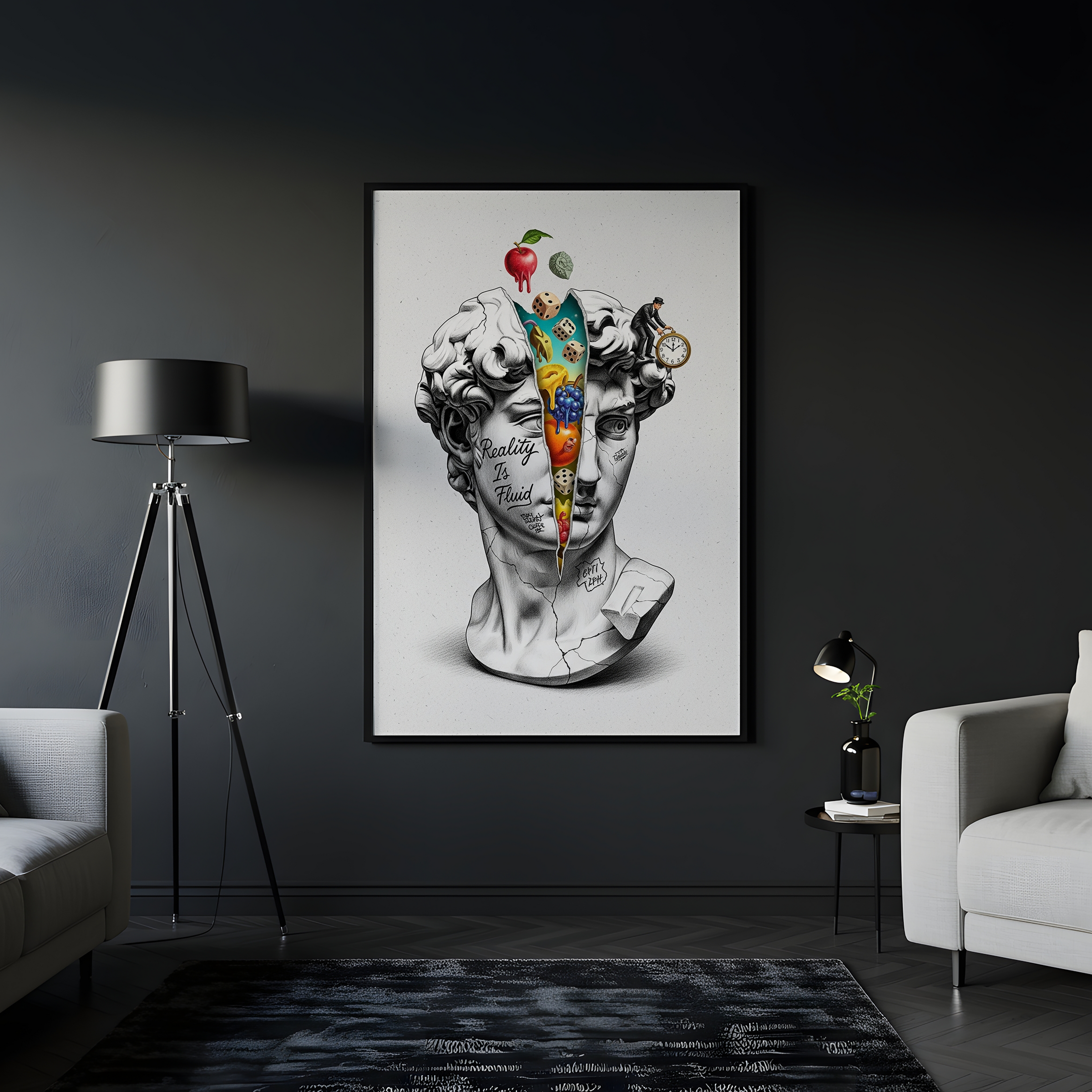 Reality is Fluid — Surreal David Bust Wall Art Print