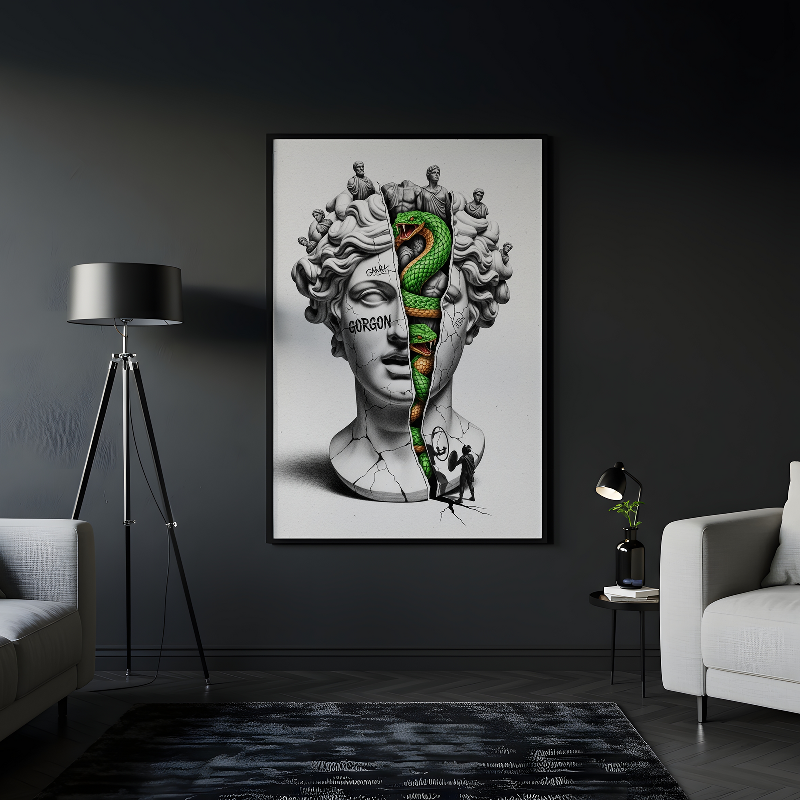 Gorgon Medusa — Surreal Apollo Bust Wall Art Print