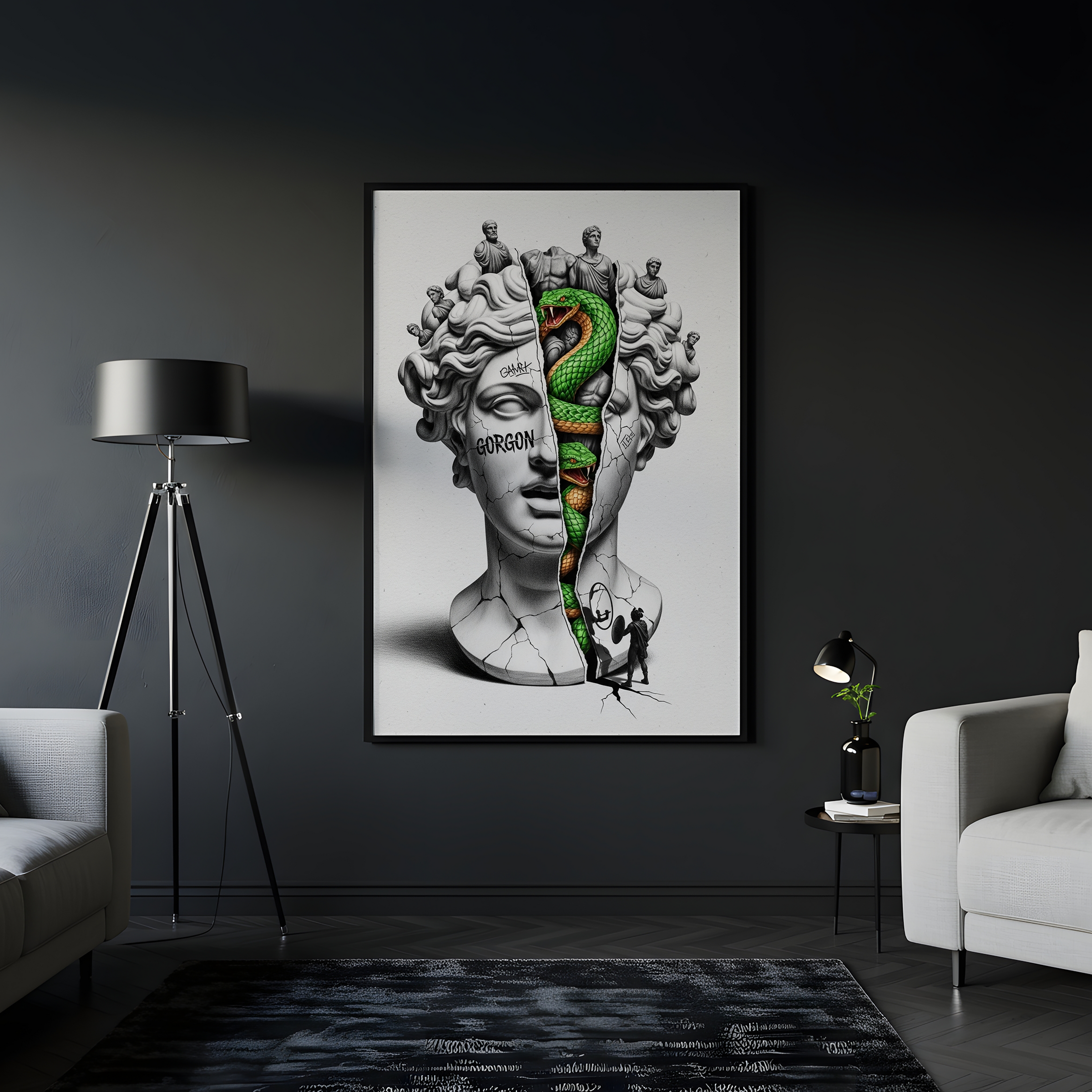 Gorgon Medusa — Surreal Apollo Bust Wall Art Print